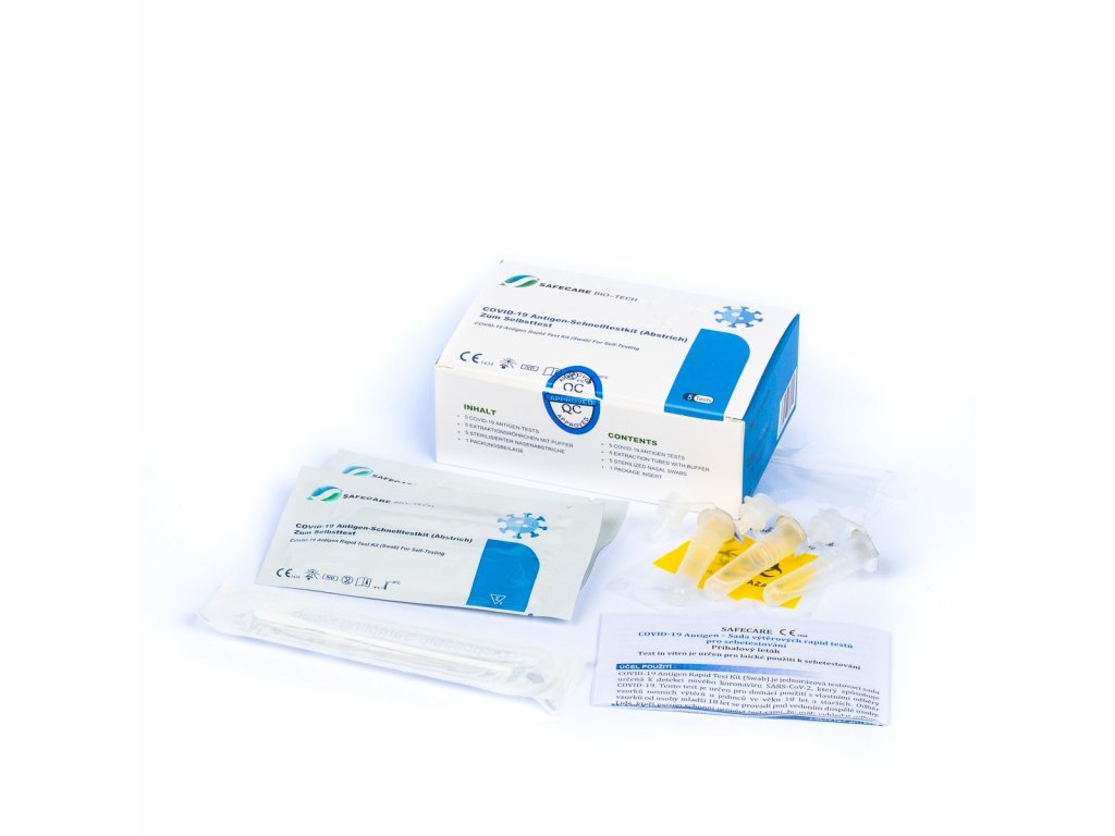 Safecare 5x  Antigenní rychlotest na COVID-19 z přední části nosu - 48 Kč/ks