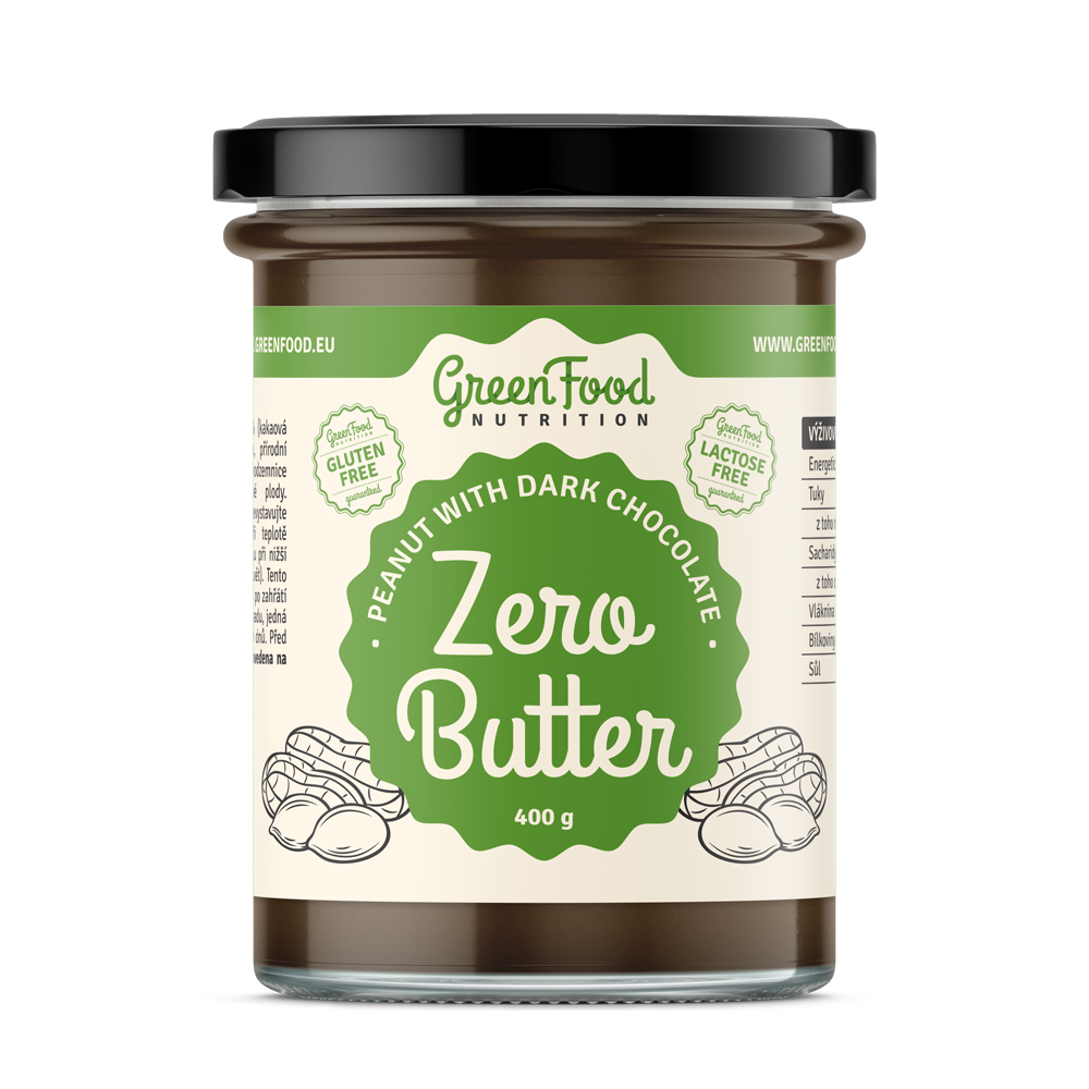 GreenFood Nutrition Zero Butter Arašídový krém s tmavou čokoládou 400g