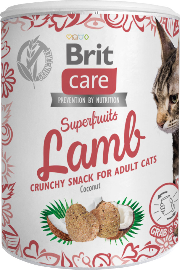 Brit Care Cat Snackkočičí pamlsky s jehněčím a kokosem, 100 g