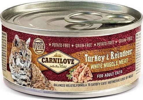 Carnilove White konz Mus Meat Turkey&Reindeer Cats 100g