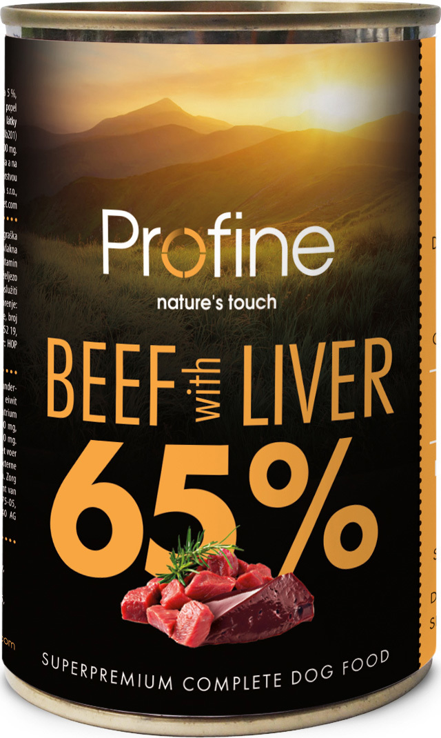 Profine 65 % Konzerva pro psy hovězí s játry, 400 g