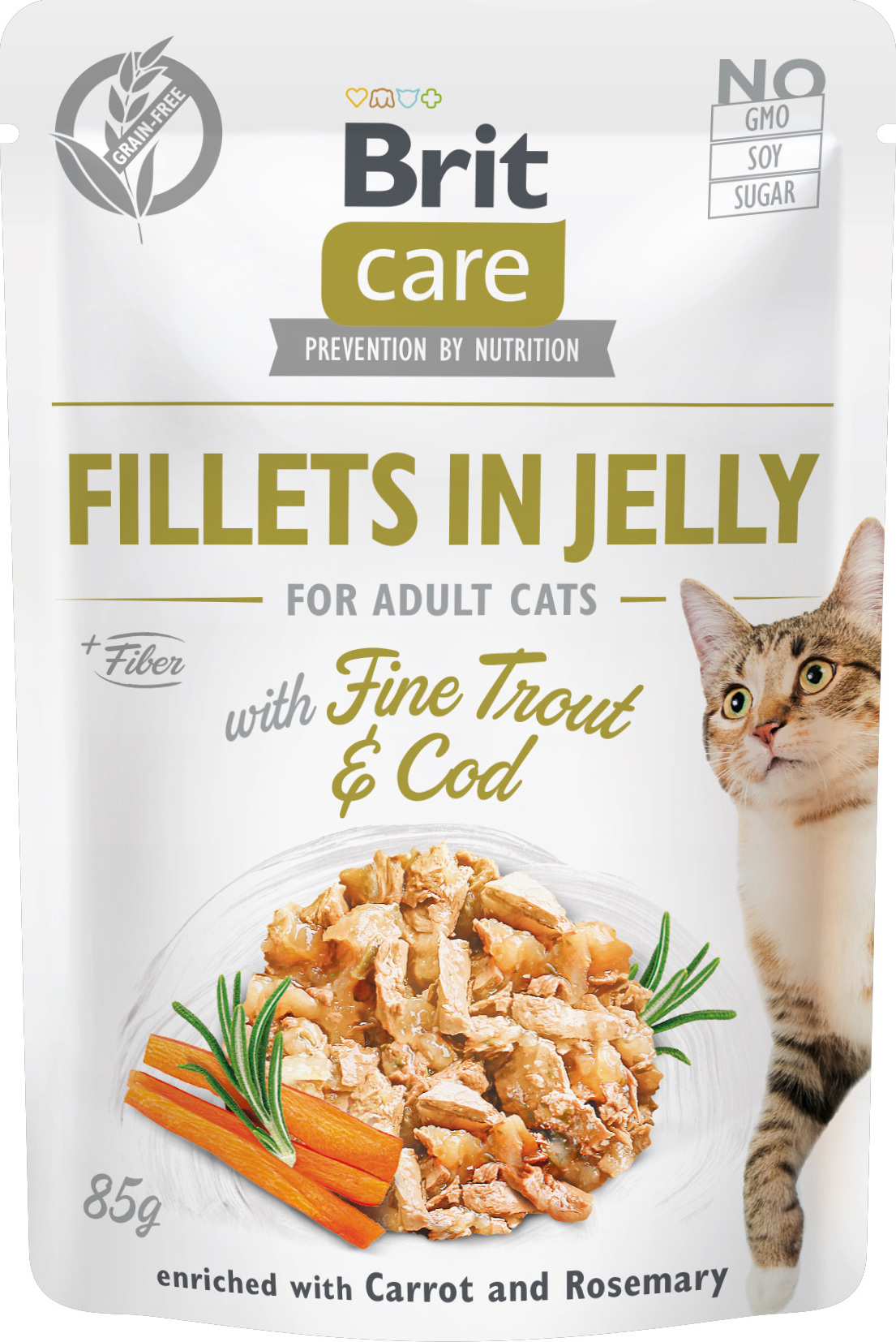 Brit Care Cat Fillets in Jelly with Fine Trout & Cod 85g