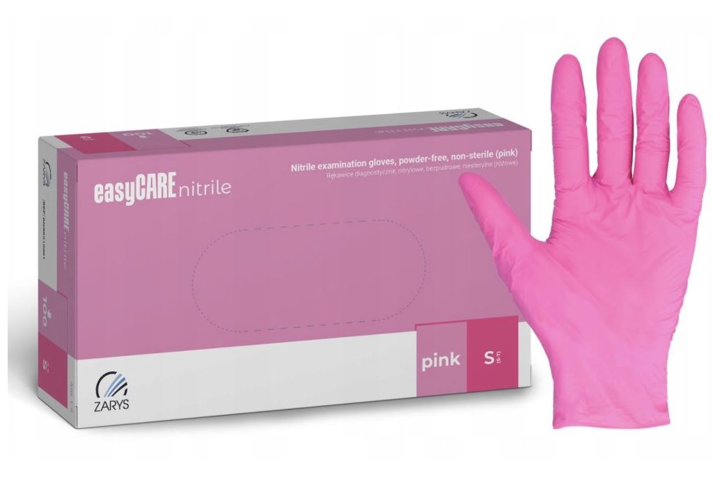 easyCARE by ZARYS easyCARE  - nitrilové rukavice, bezpudr., vel. XS, S, M, L, (100ks), růžová, nesterilní Velikost: XS