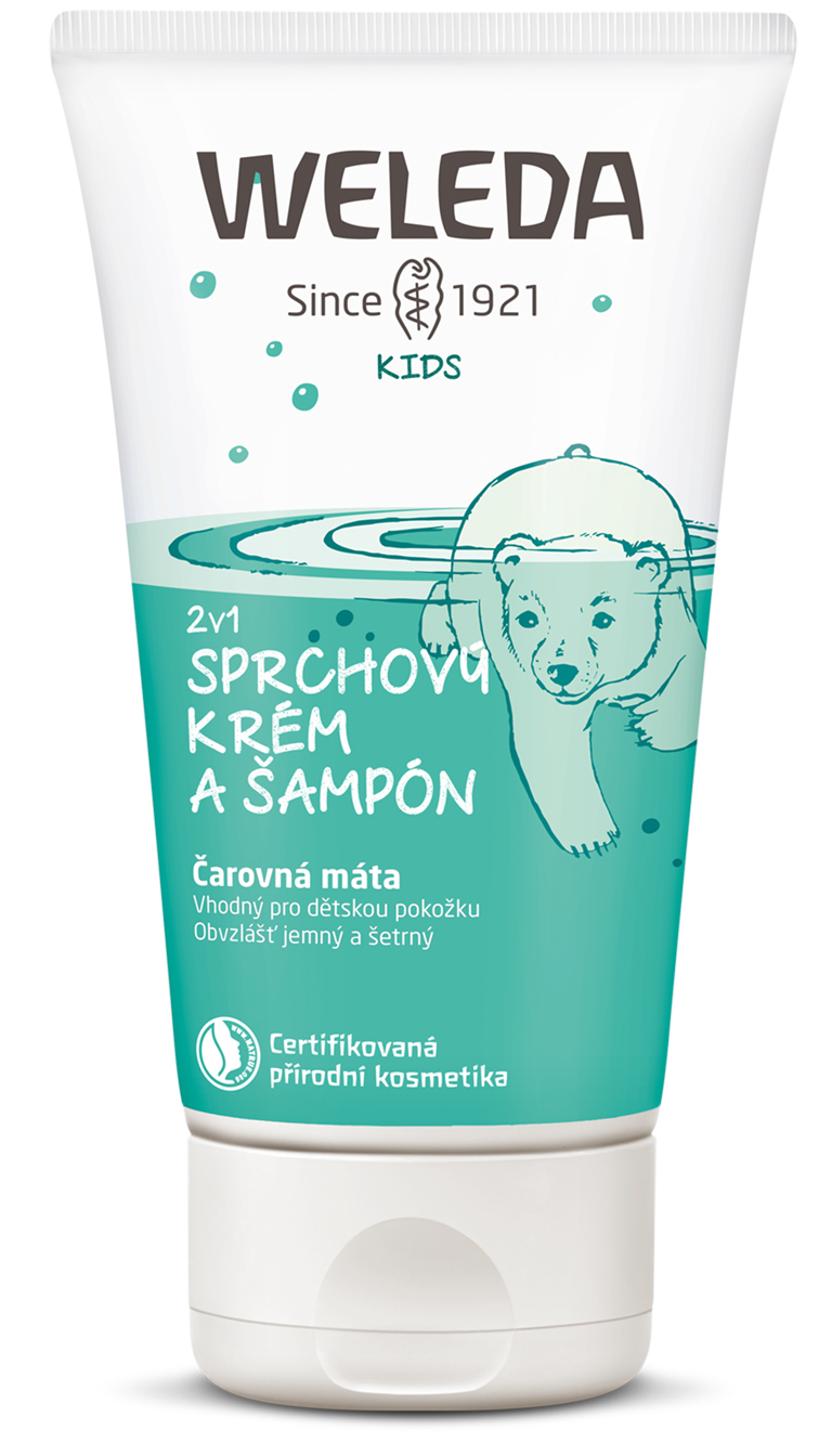 Weleda 2 v 1 Sprchový krém a šampon Čarovná máta, 150ml