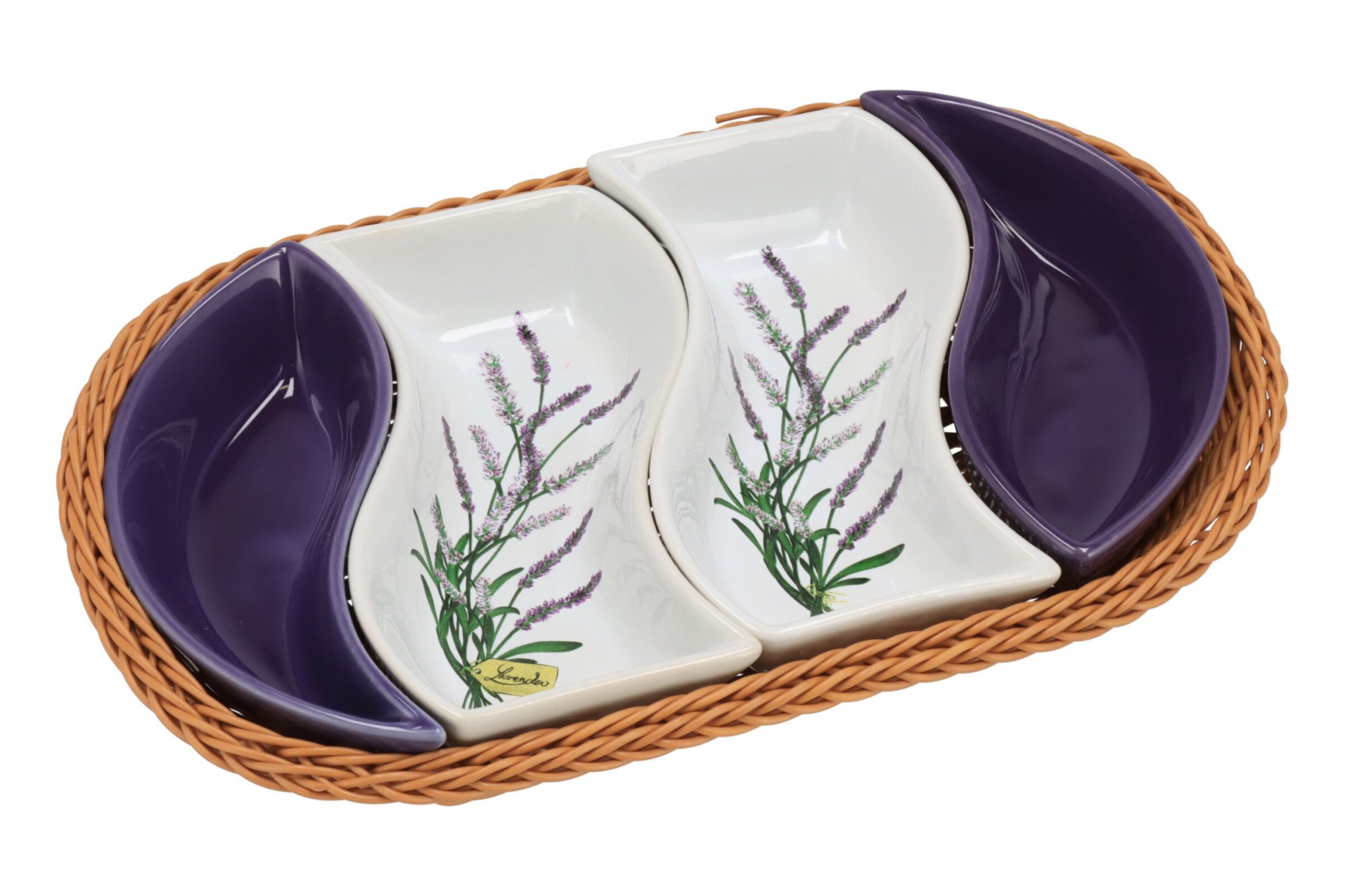 Banquet Tác v košíku LAVENDER - 4 dílná sada