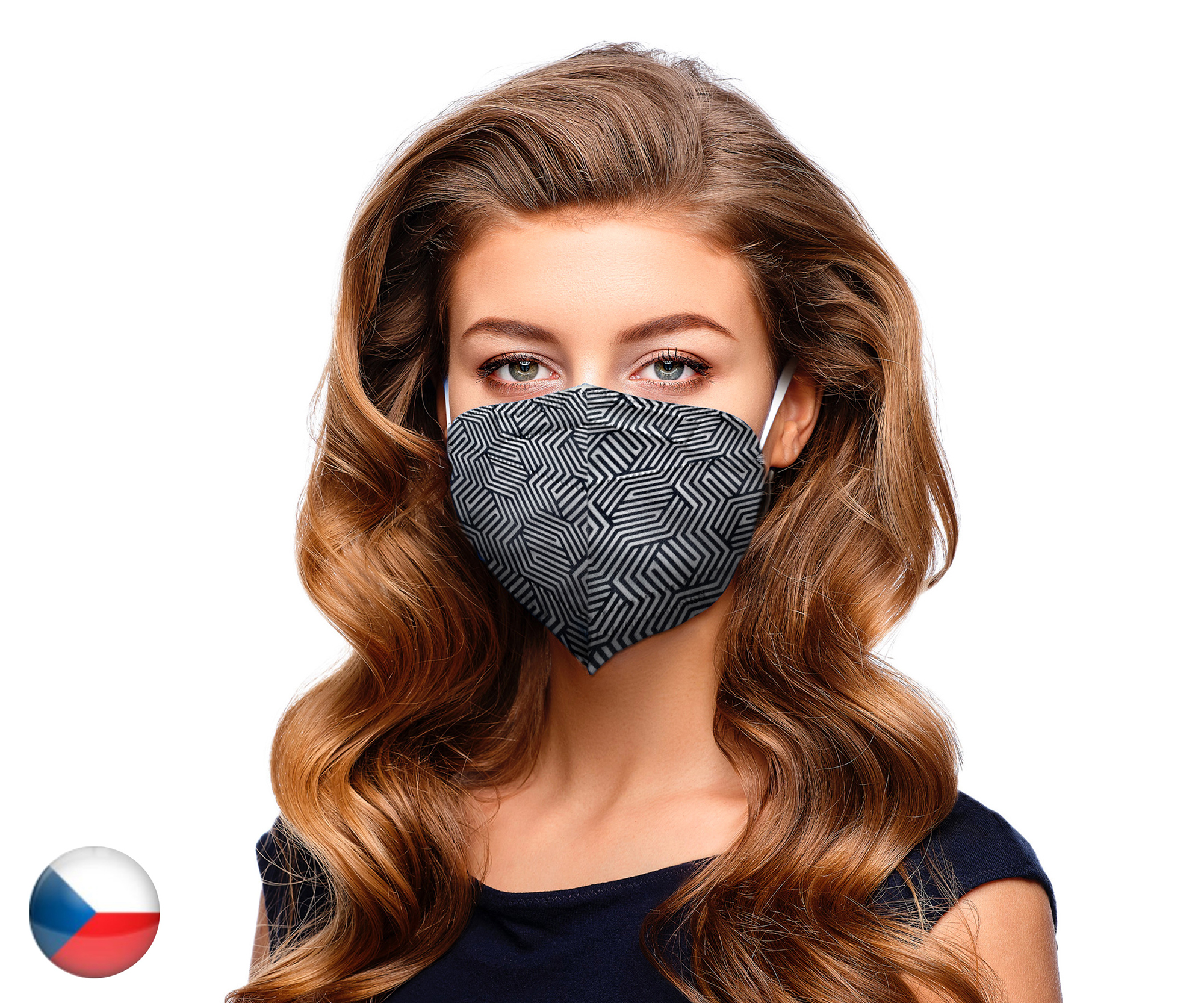 Balerina Český NanoRespirátor FFP2 - Bílá mozaika (č.87)