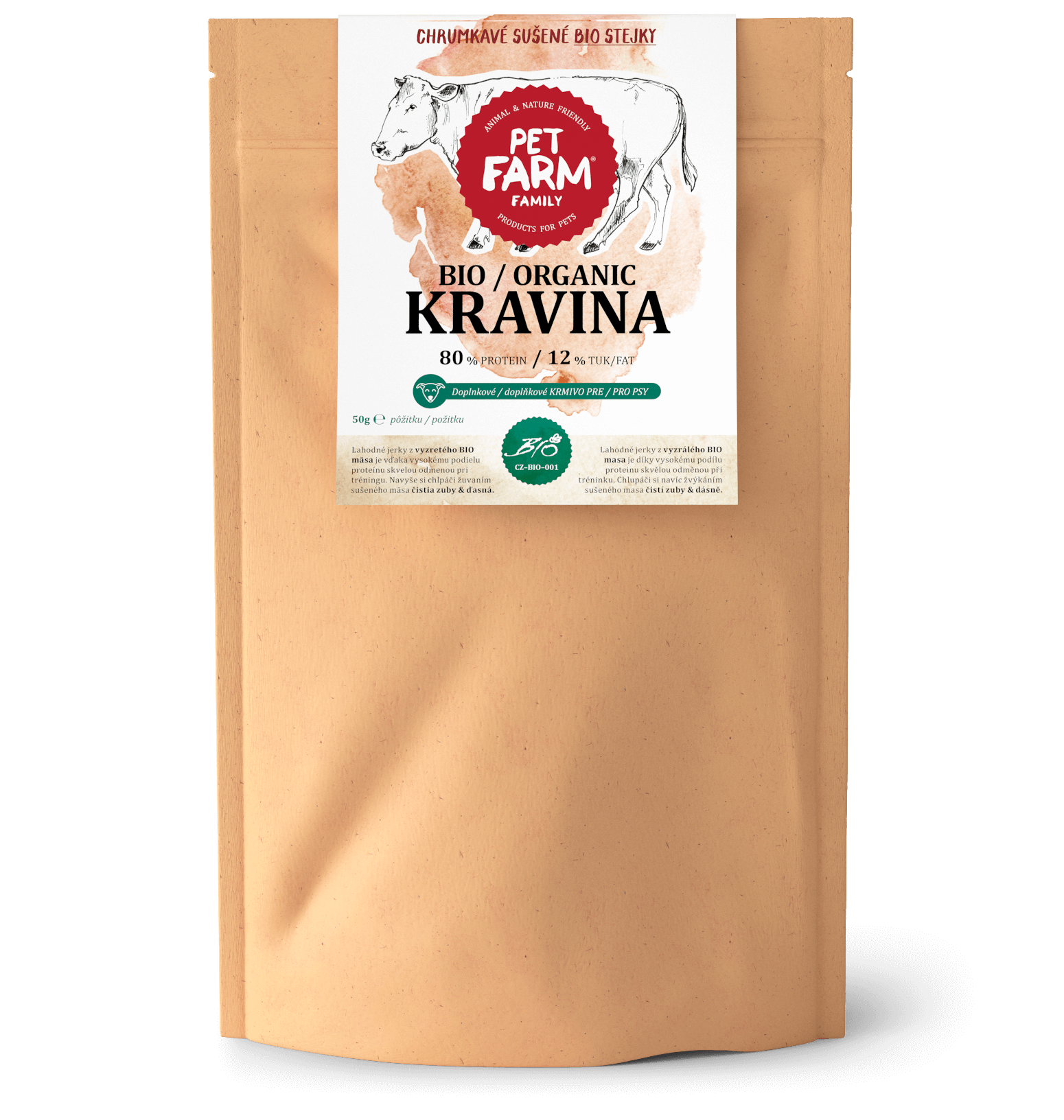 Pet Farm Family BIO Kravina stejk pro psy 50g