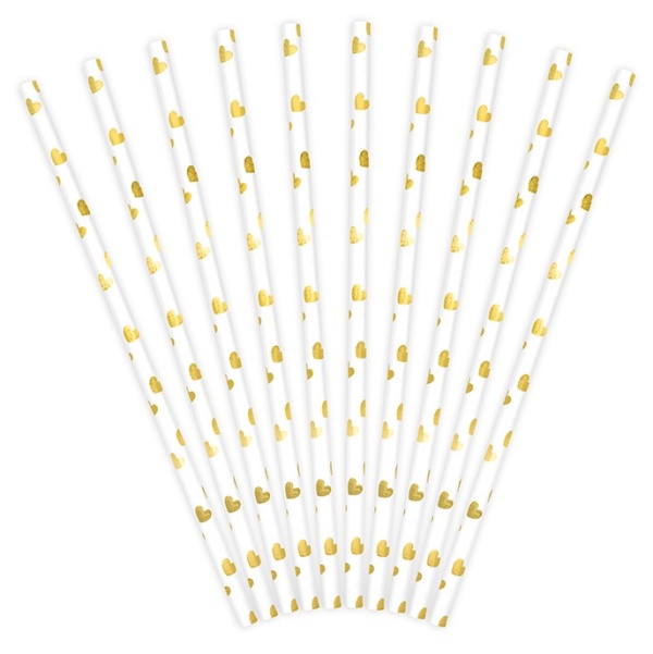 Moje Party BRČKA papírová Srdíčka gold 10ks