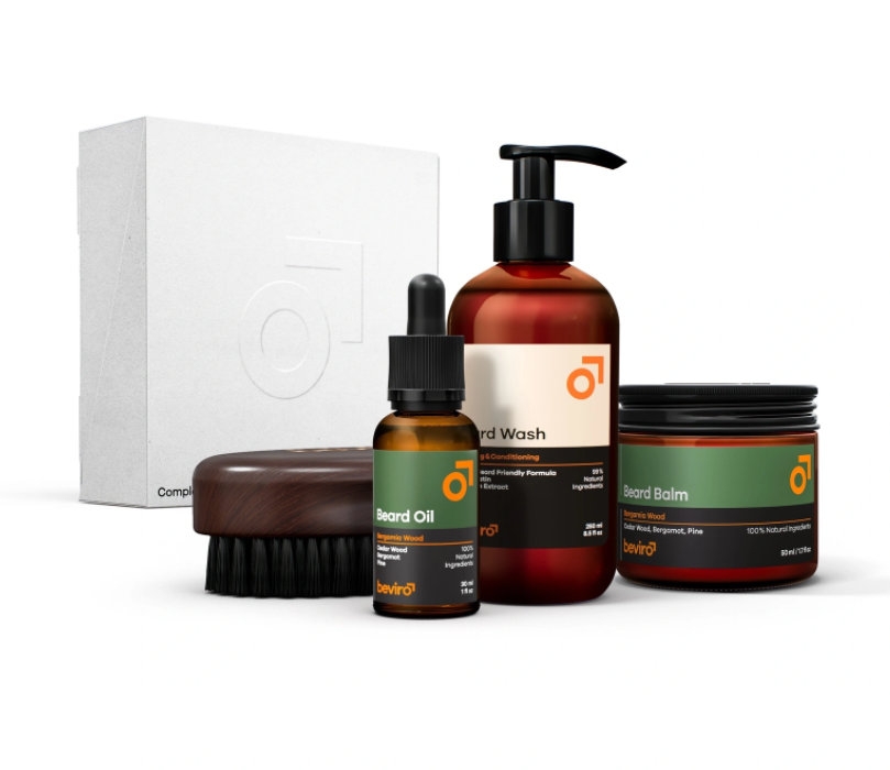Beviro Complete Beard Set - Bergamia wood - olej, balzám, šampon, kartáč