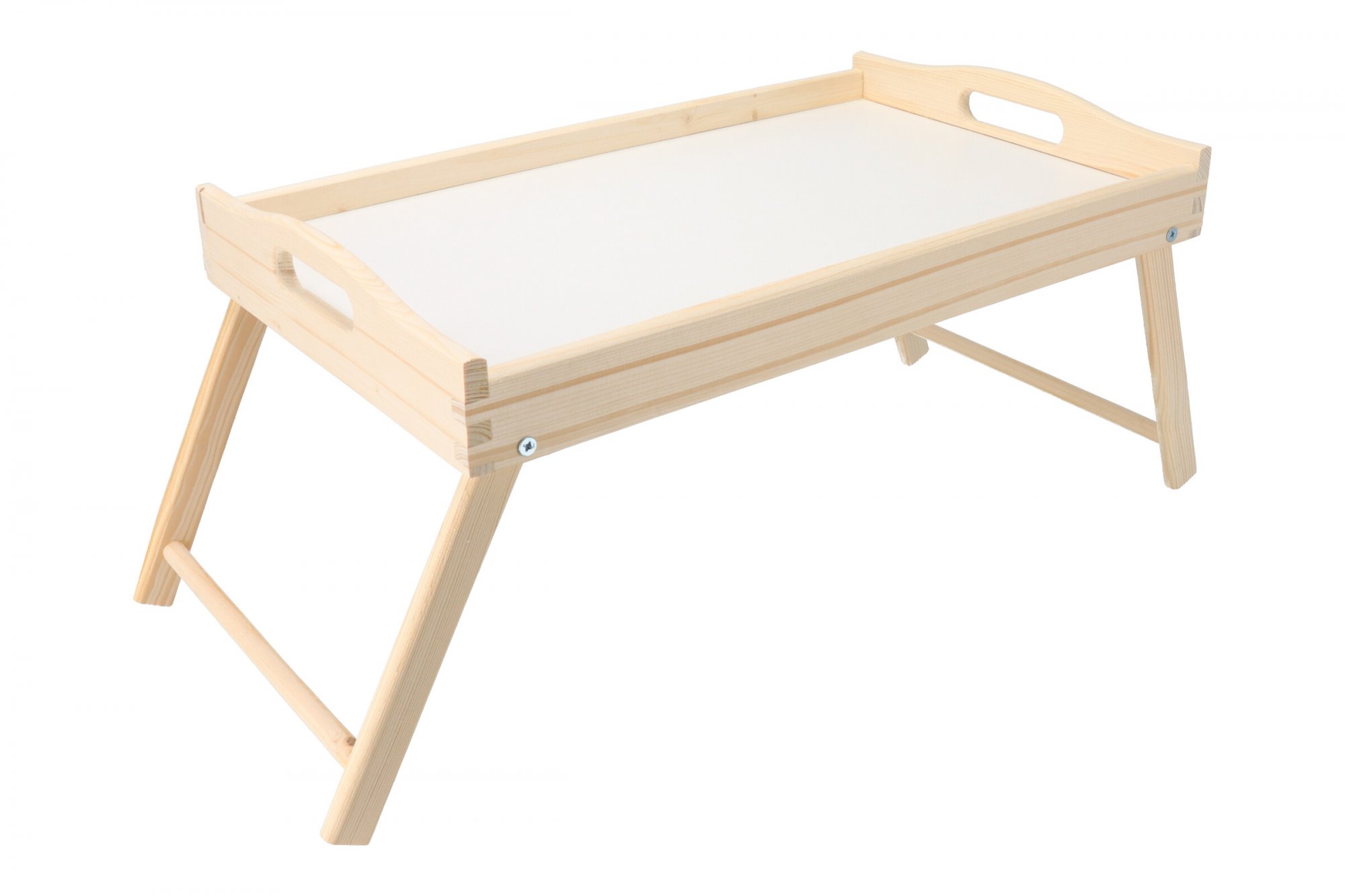 ČistéDřevo Dřevěný servírovací tác do postele s bílým dnem