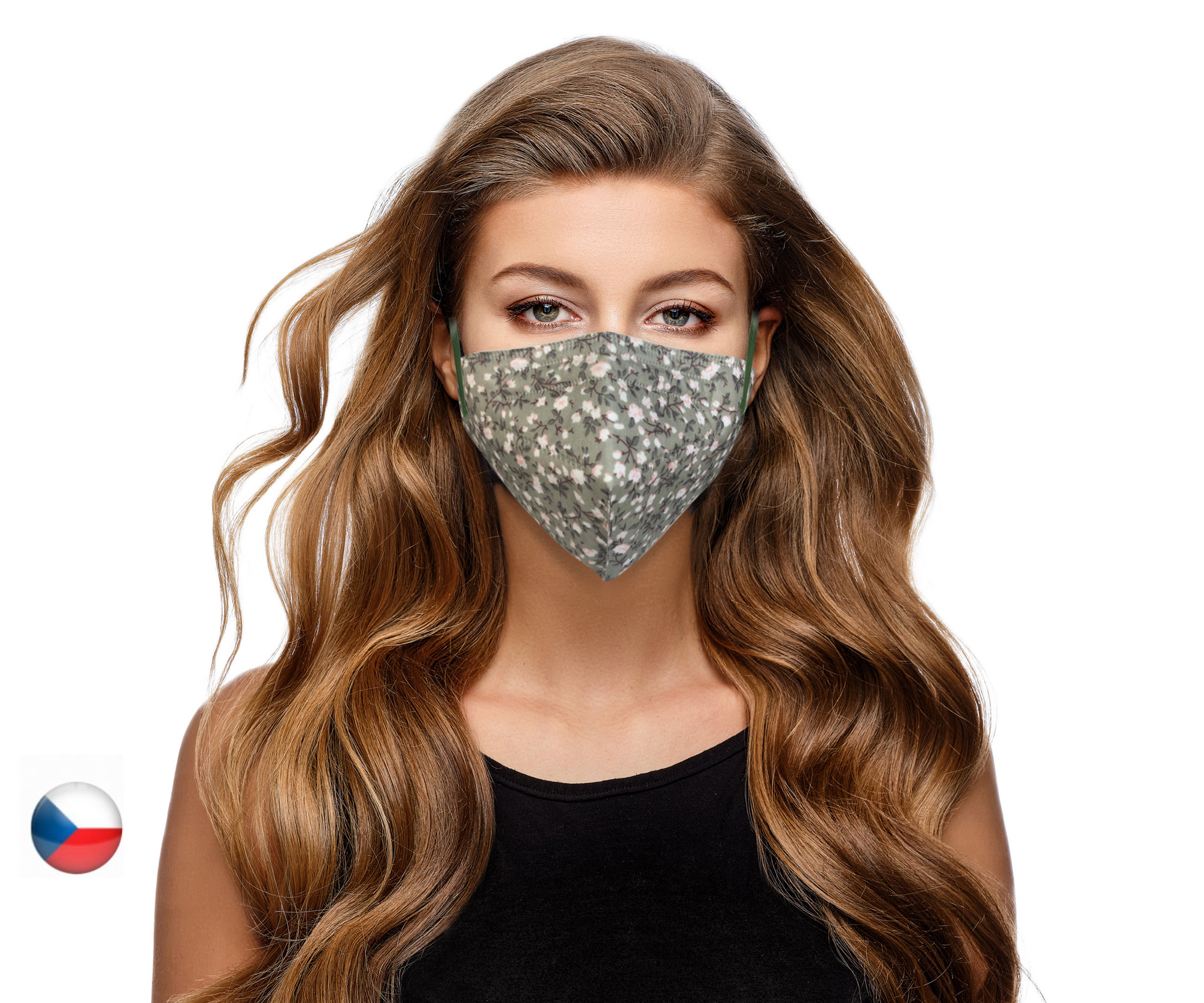 Balerina Český NanoRespirátor FFP2 -Růže khaki (č.234)