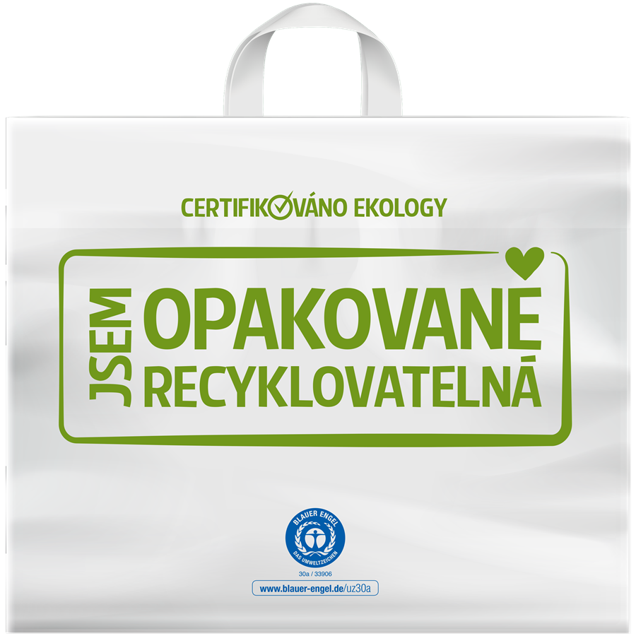 EcoRevolution Obaly Ekologická igelitová taška 48x41+22 cm Modrý Anděl ideal pack® 5O ks