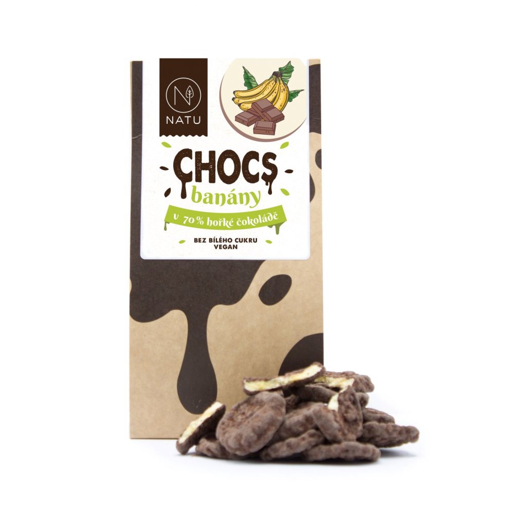 NATU CHOCS Banány v 70% hořké čokoládě 100g