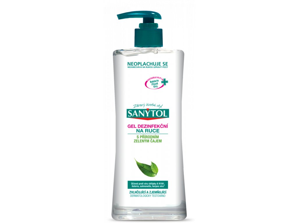 Sanytol Dezinfekční gel na ruce – přírodní zelený čaj -500 ml