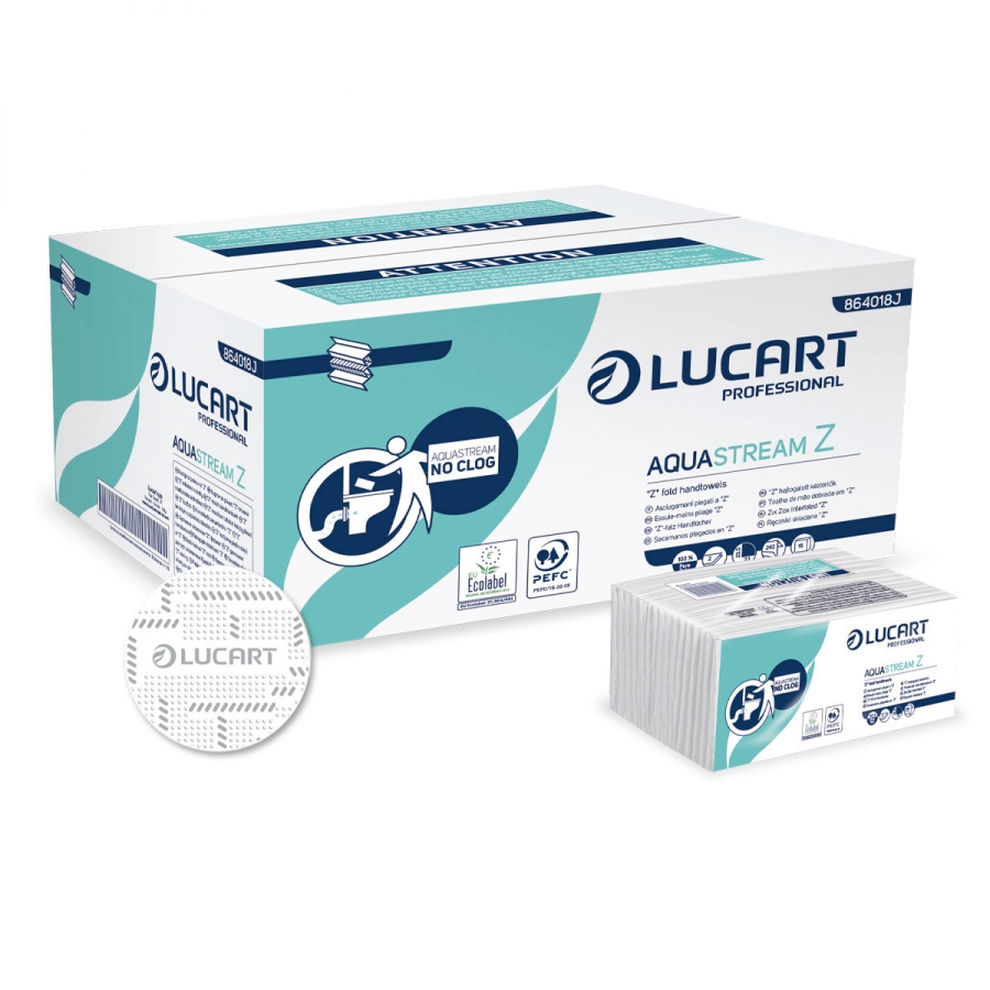 Lucart Professional LUCART AQUASTREAM "Z" - papírové skládané utěrky, 23x23,5 - 15KS
