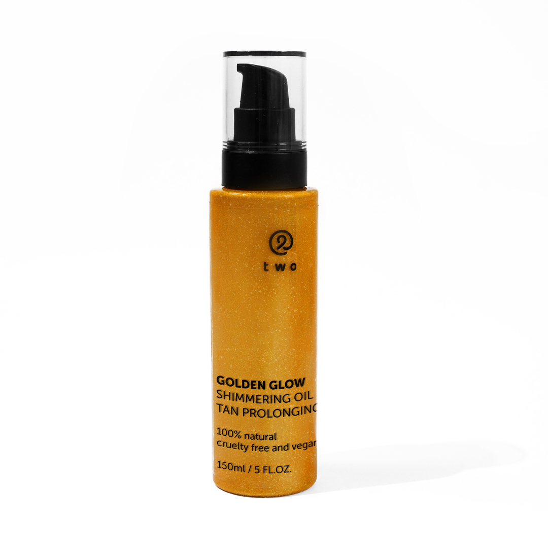 Twocosmetics Olej na tělo zvýrazňující opálení se zlatým třpytem s fytoendorfiny, 150 ml