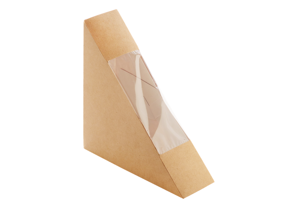 EcoPack Papírový box EKO na sendvič 130x130x40 mm hnědý s okénkem ideal pack® bal/50 ks Balení: 50
