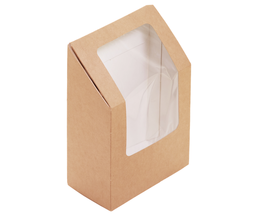 EcoPack Papírový box EKO na wrap / tortillu 90x50x130 mm hnědý s okénkem ideal pack® bal/25 ks Balení: 25