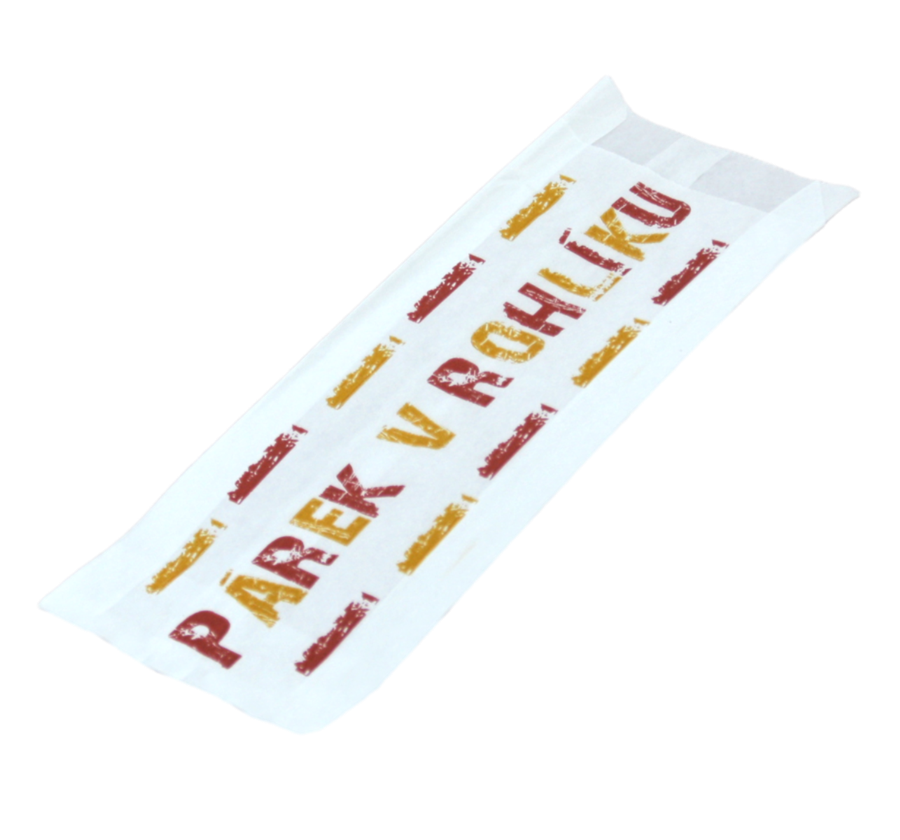 EcoPack Papírový sáček 8+3x19 cm na párek v rohlíku potisk ba1/300 ks Balení: 300