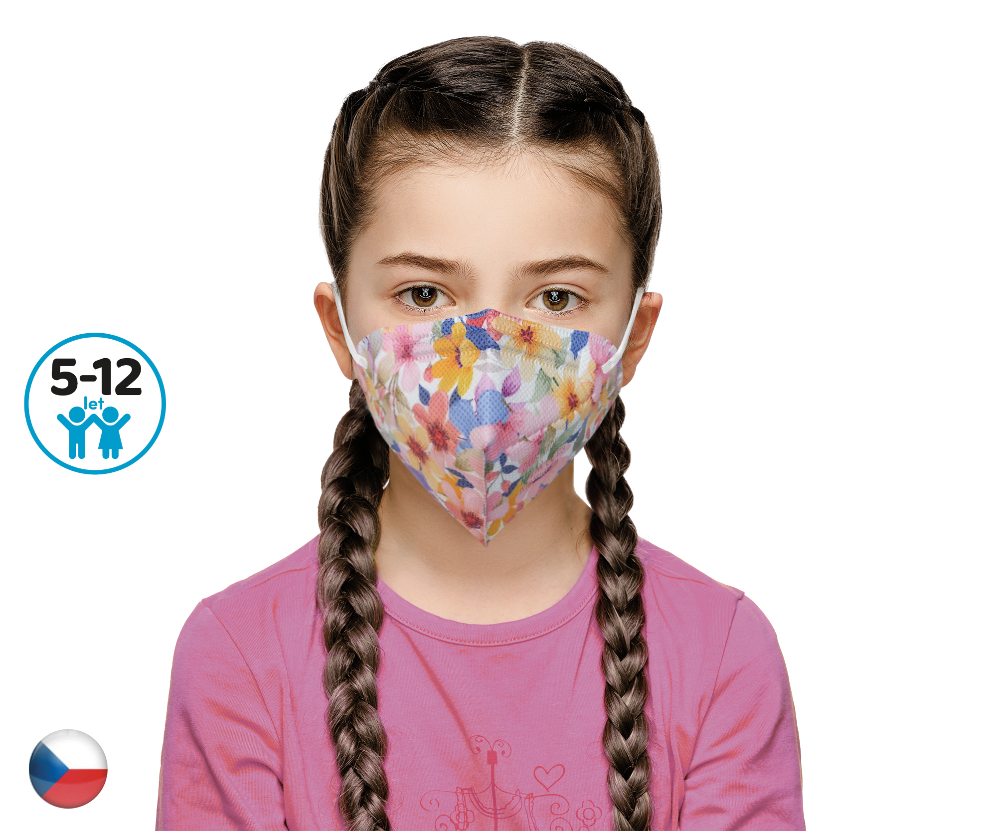DAMA TRADE s.r.o. 10x Český respirátor FFP2 vhodný pro děti - Pastelové květiny