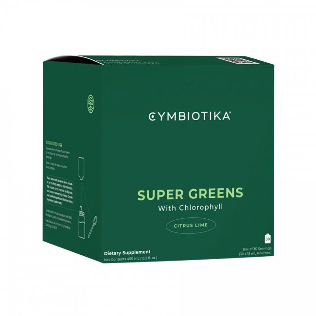 Cymbiotika Super Greens s chlorofylem – citrus limetka, 450 ml