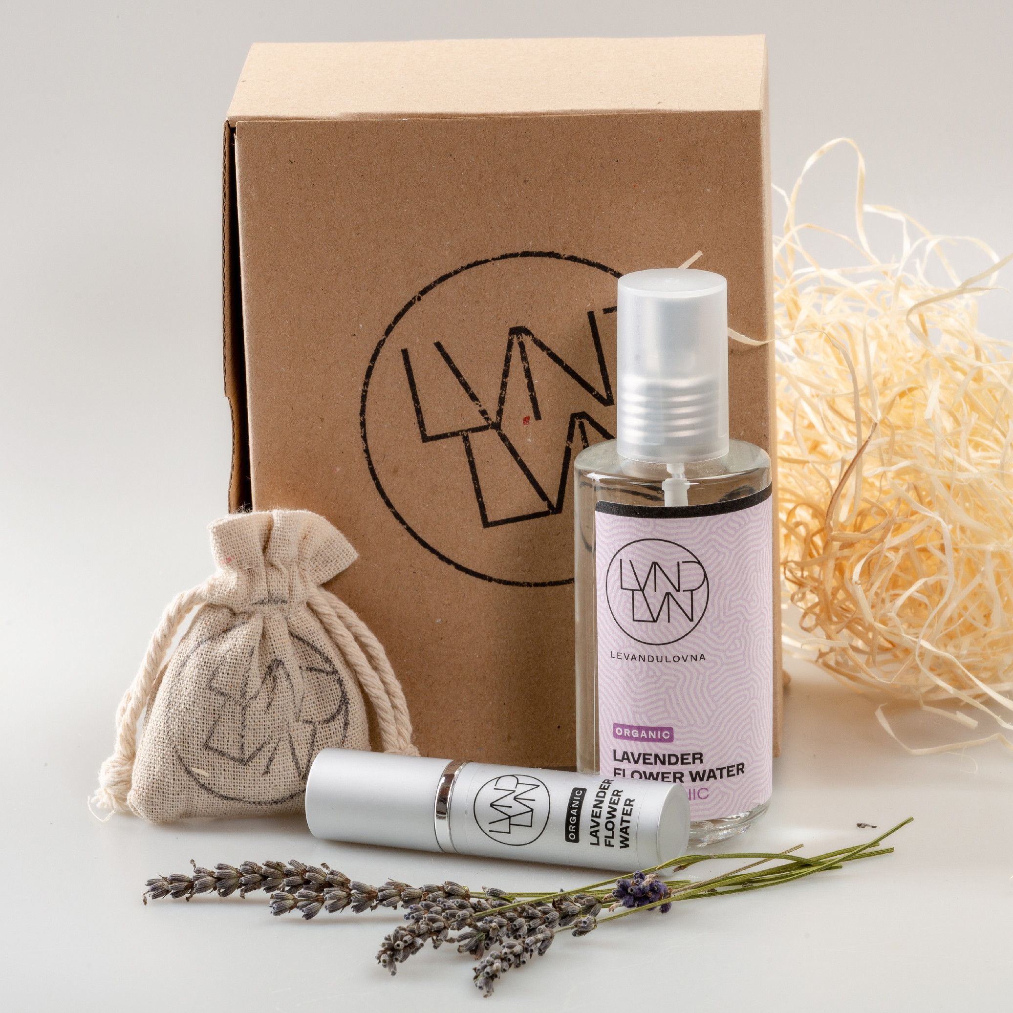 Levandulovna Dárková sada květové levandulové vody 10ml a 125ml, sáček s levandulí