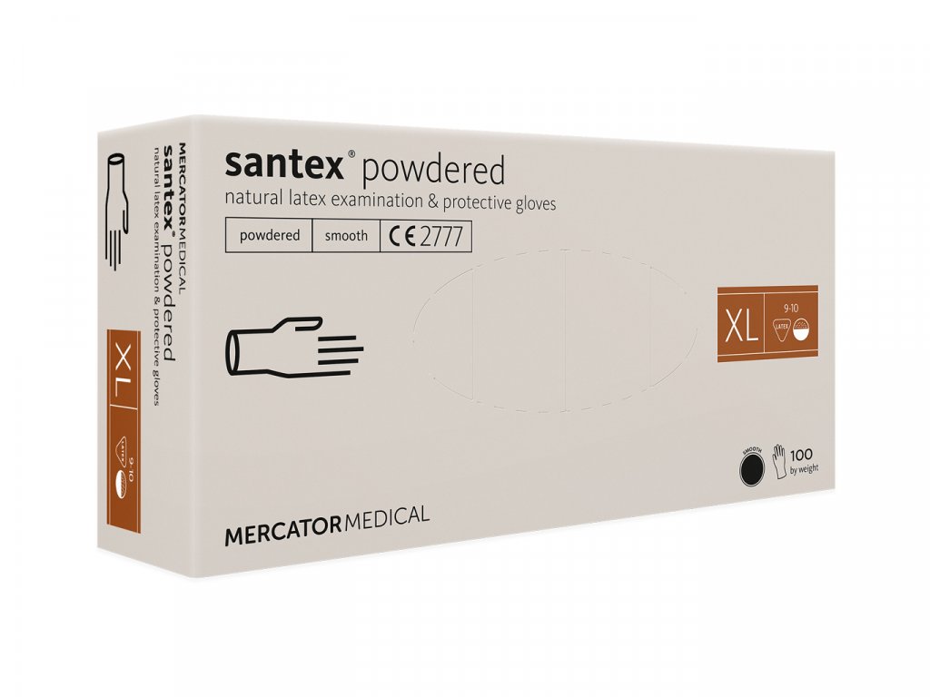 Mercator Medical Latexové rukavice Mercator SANTEX pudrované (smooth), 100 ks Velikost: XL
