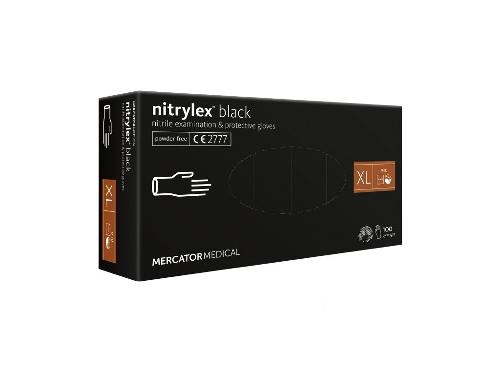 Mercator Medical Nitrilové rukavice Mercator NITRYLEX nepudr., černé 100 ks Velikost: XL