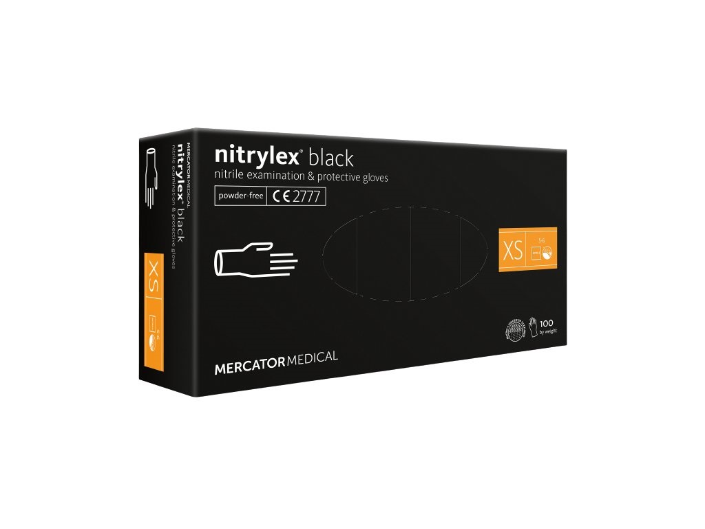 Mercator Medical Nitrilové rukavice Mercator NITRYLEX nepudr., černé 100 ks Velikost: XS