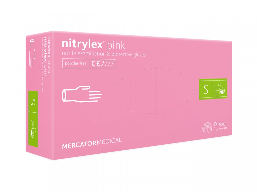Mercator Medical Nitrilové rukavice Mercator NITRYLEX růžové, nepudr., 100 ks Velikost: S