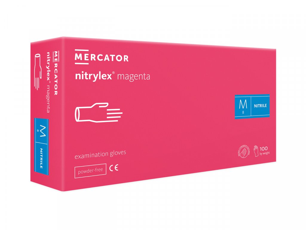 Mercator Medical Nitrilové rukavice Mercator NITRYLEX magenta, nepudr., 100 ks Velikost: M