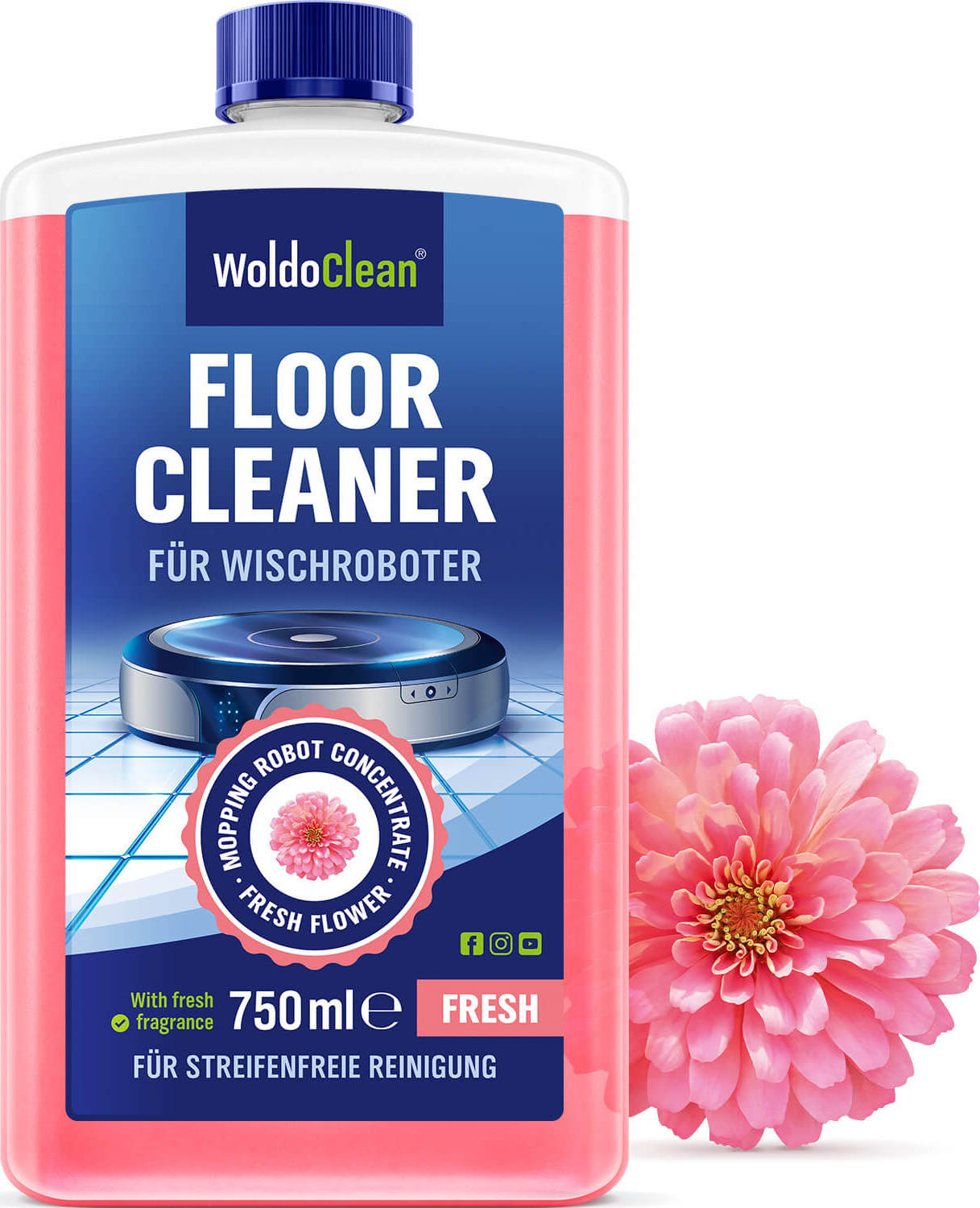 WoldoHealth® WoldoClean® Čistič podlah pro roboty Flower, 750ml