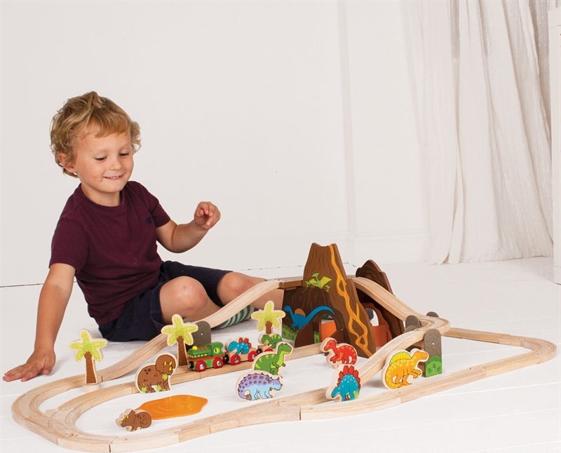 Bigjigs Rail Dřevěná vláčkodráha dinosauři
