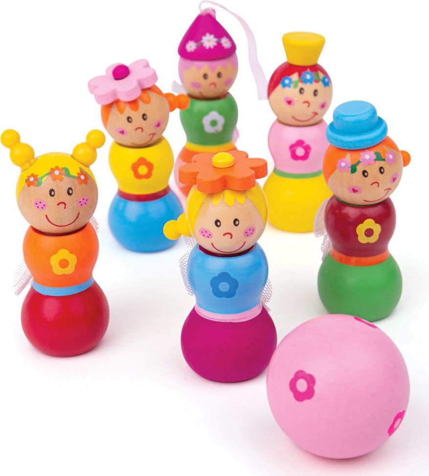 Bigjigs Toys Dřevěné kuželky Víly