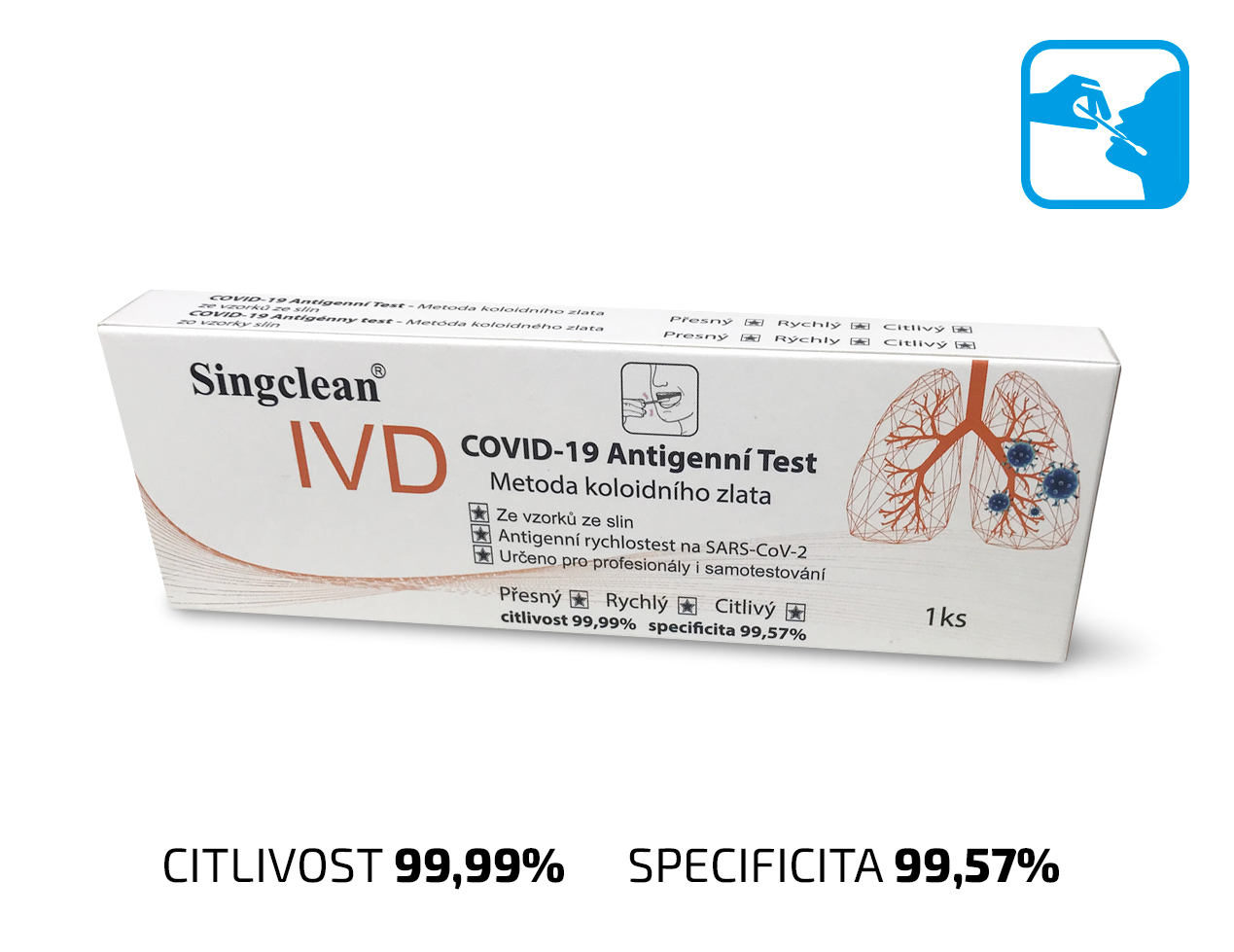 Singclean® 1x Singclean Antigenní testovací sada na COVID-19 ze slin (metoda koloidního zlata)