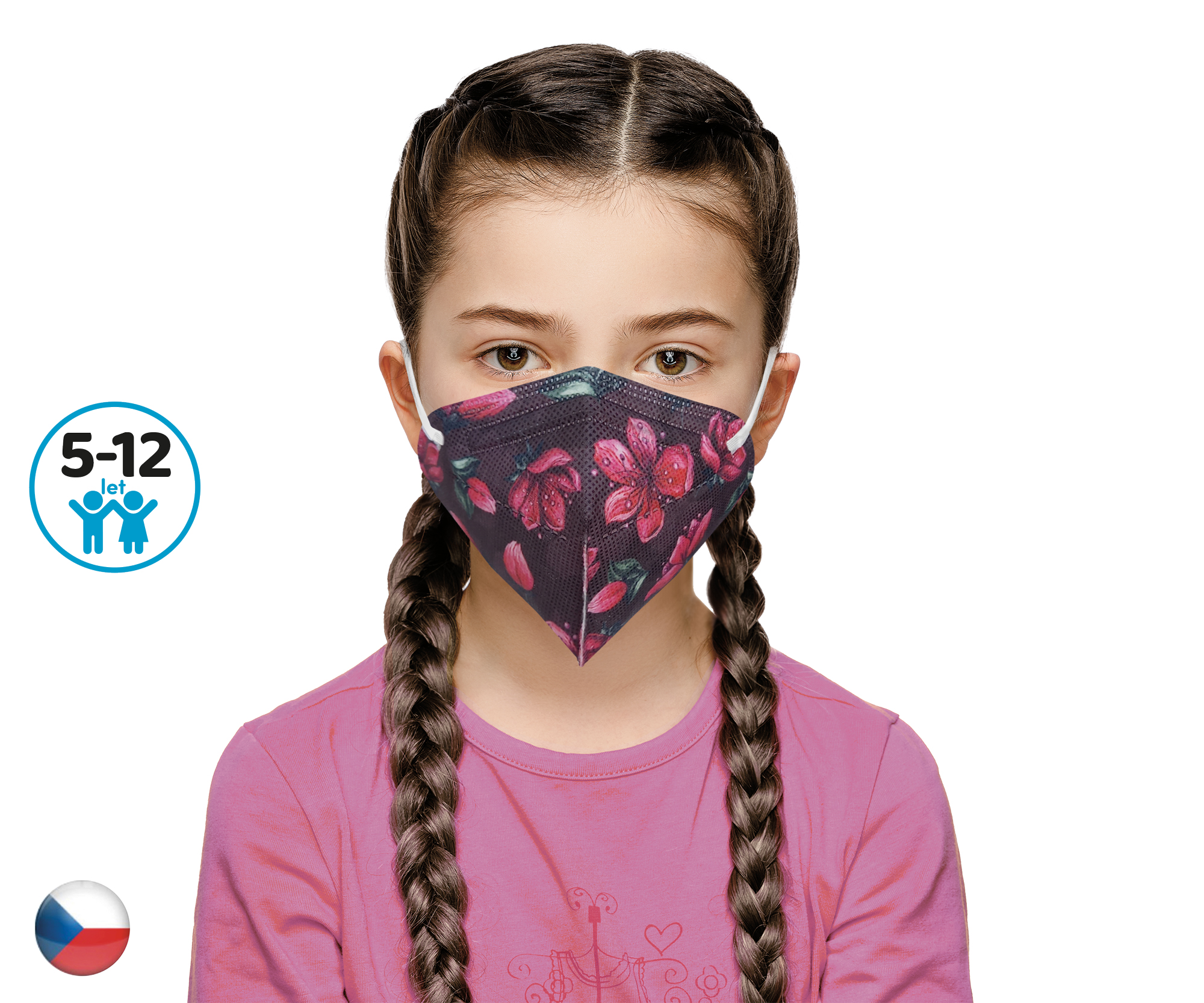 DAMA TRADE s.r.o. 10x Český respirátor FFP2 vhodný pro děti - Květina Adéla