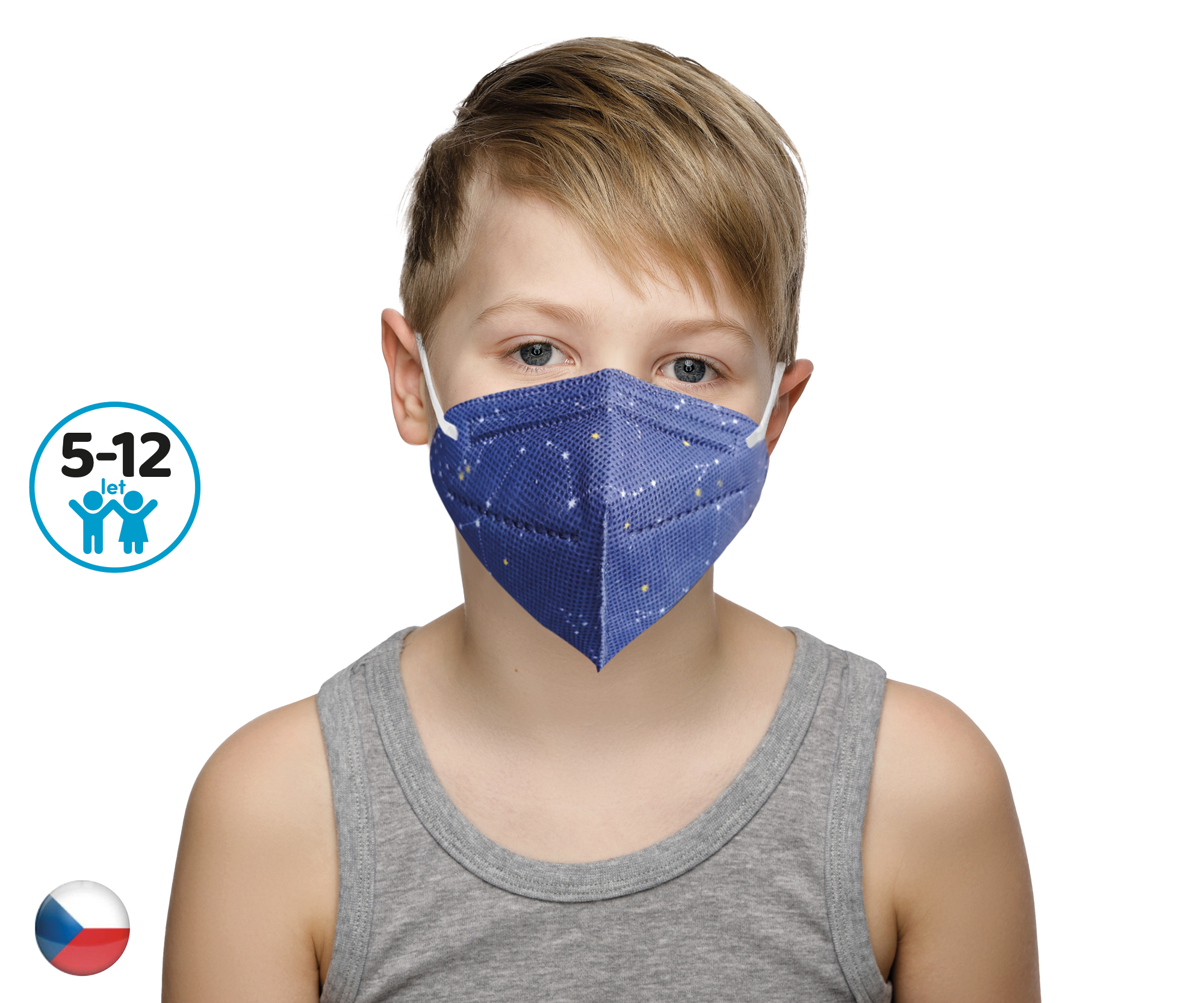 DAMA TRADE s.r.o. 10x Český respirátor FFP2 vhodný pro děti - Noční obloha