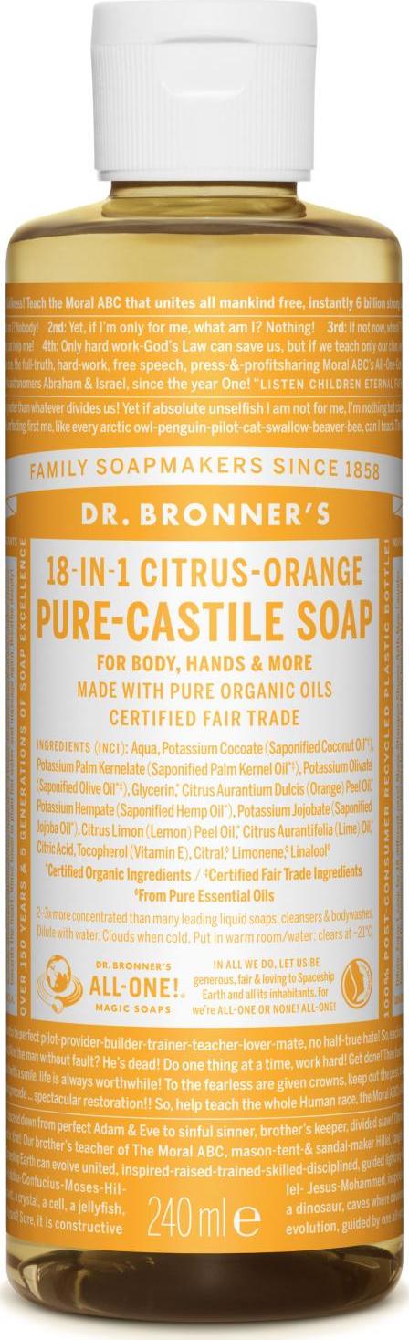 Dr. Bronner's Tekuté universální mýdlo ALL-ONE!, Citrus-Orange 240 ml