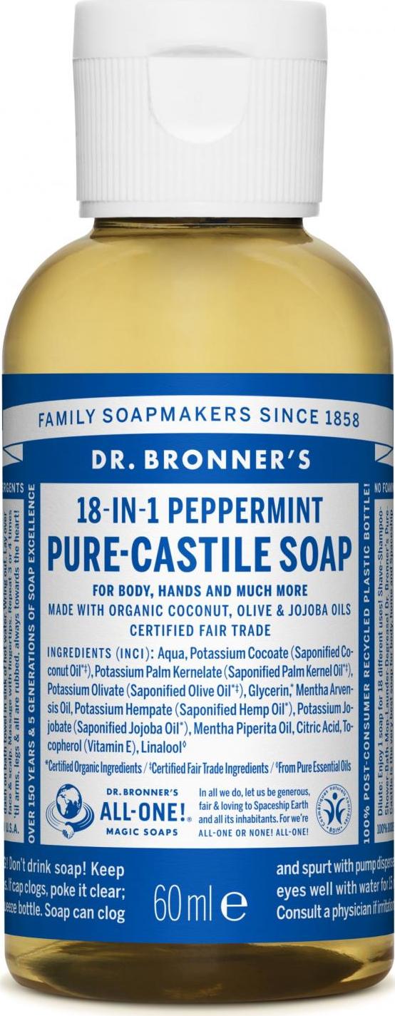 Dr. Bronner's Tekuté universální mýdlo ALL-ONE!, Peppermint 60 ml