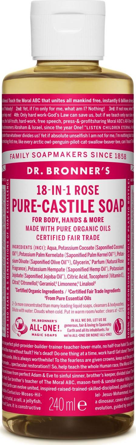 Dr. Bronner's Tekuté universální mýdlo ALL-ONE!, Rose 240 ml