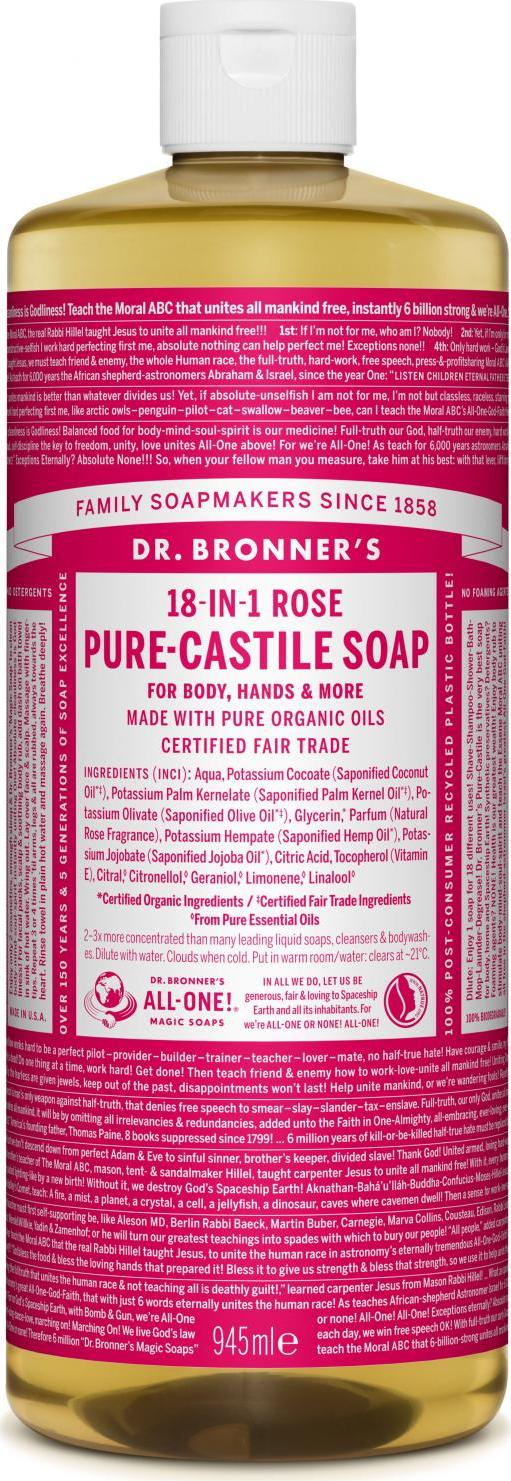 Dr. Bronner's Tekuté universální mýdlo ALL-ONE!, Rose 945 ml