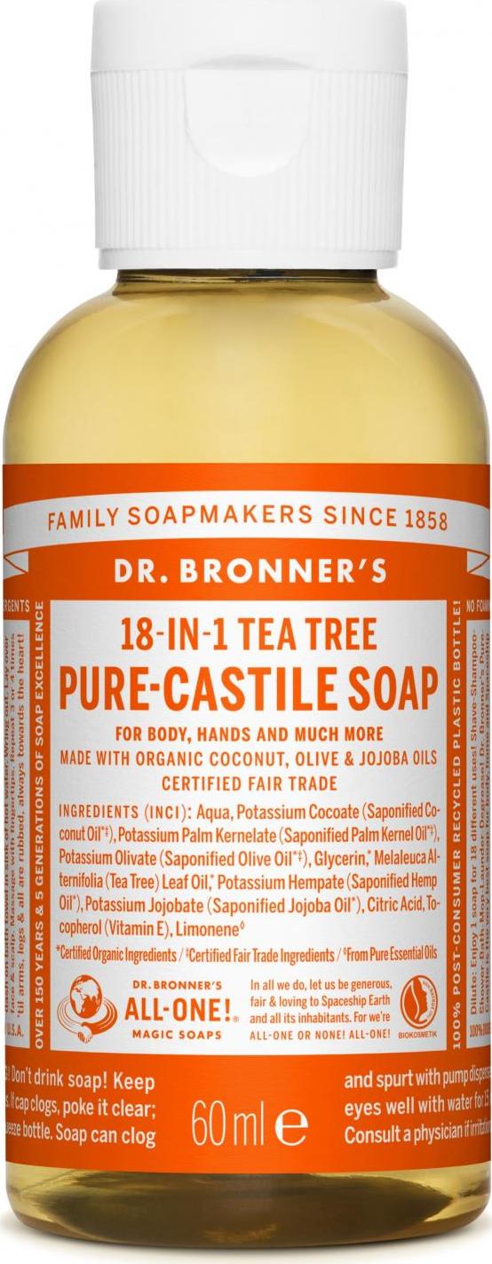 Dr. Bronner's Tekuté universální mýdlo ALL-ONE!, Teatree 60 ml
