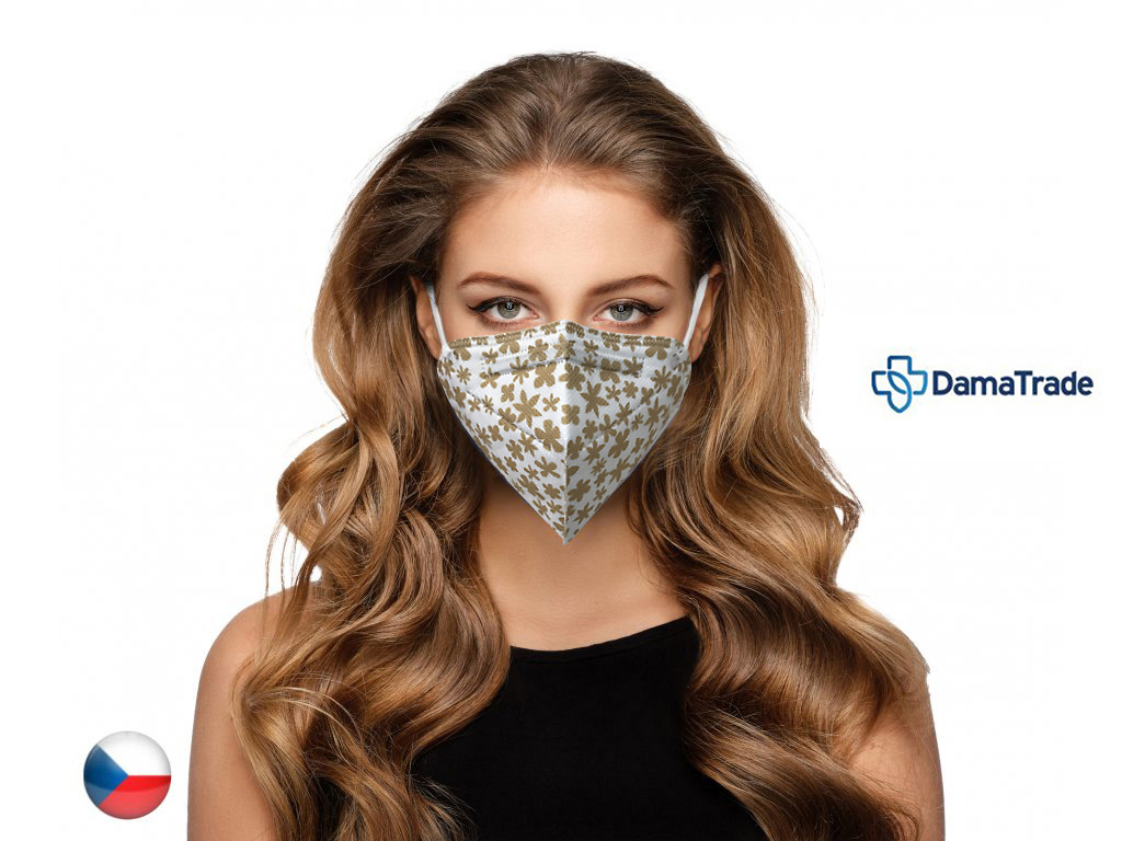 DAMA TRADE s.r.o. 10x Český respirátor FFP2 - Zlaté kytky