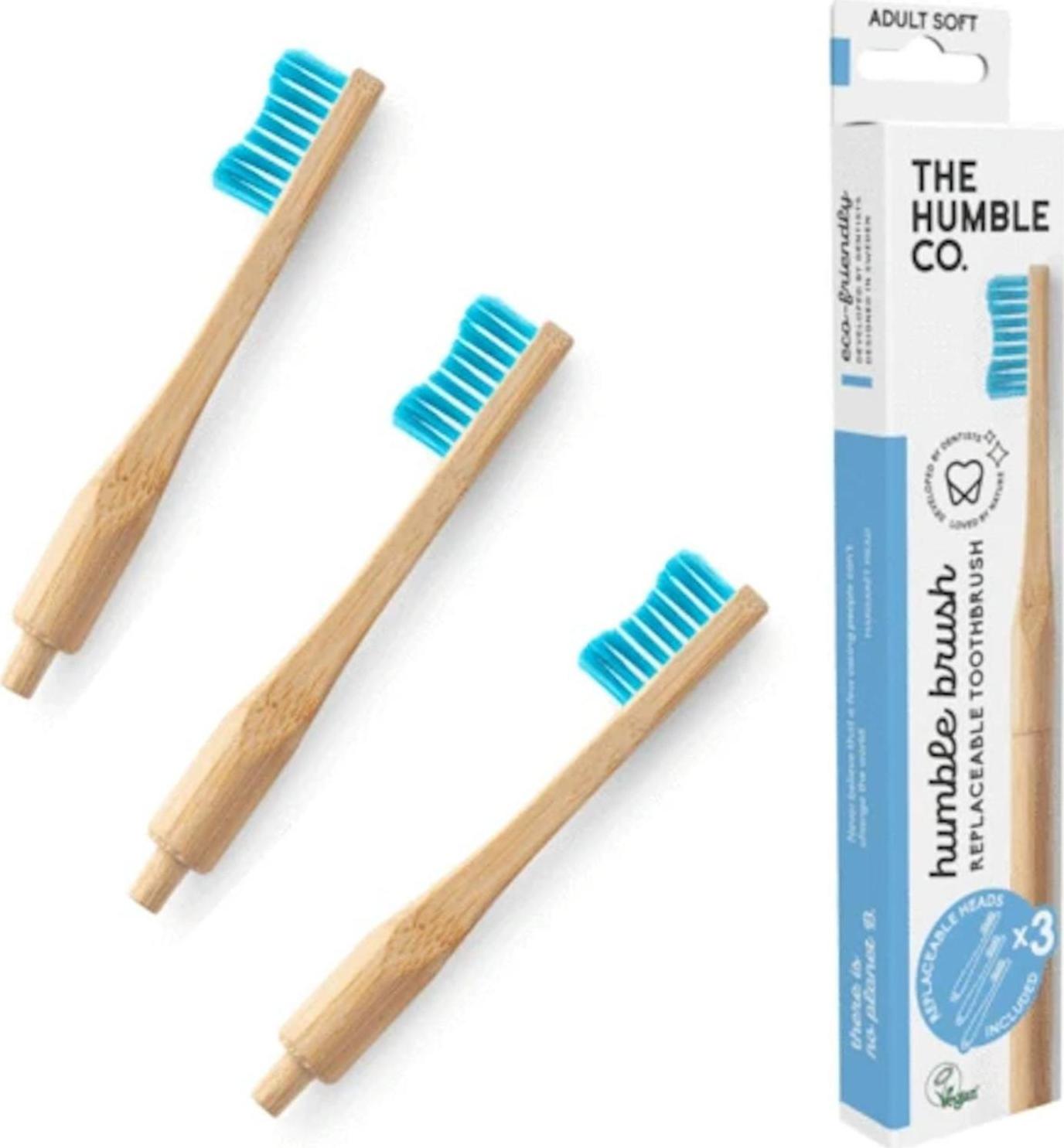 Humble Brush Zubní kartáček soft a vyměnitelné hlavice, modrý 1 + 2 ks