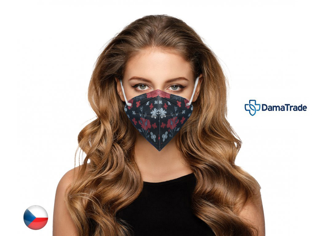 DAMA TRADE s.r.o. 10x Český respirátor FFP2 - Modrá zahrada