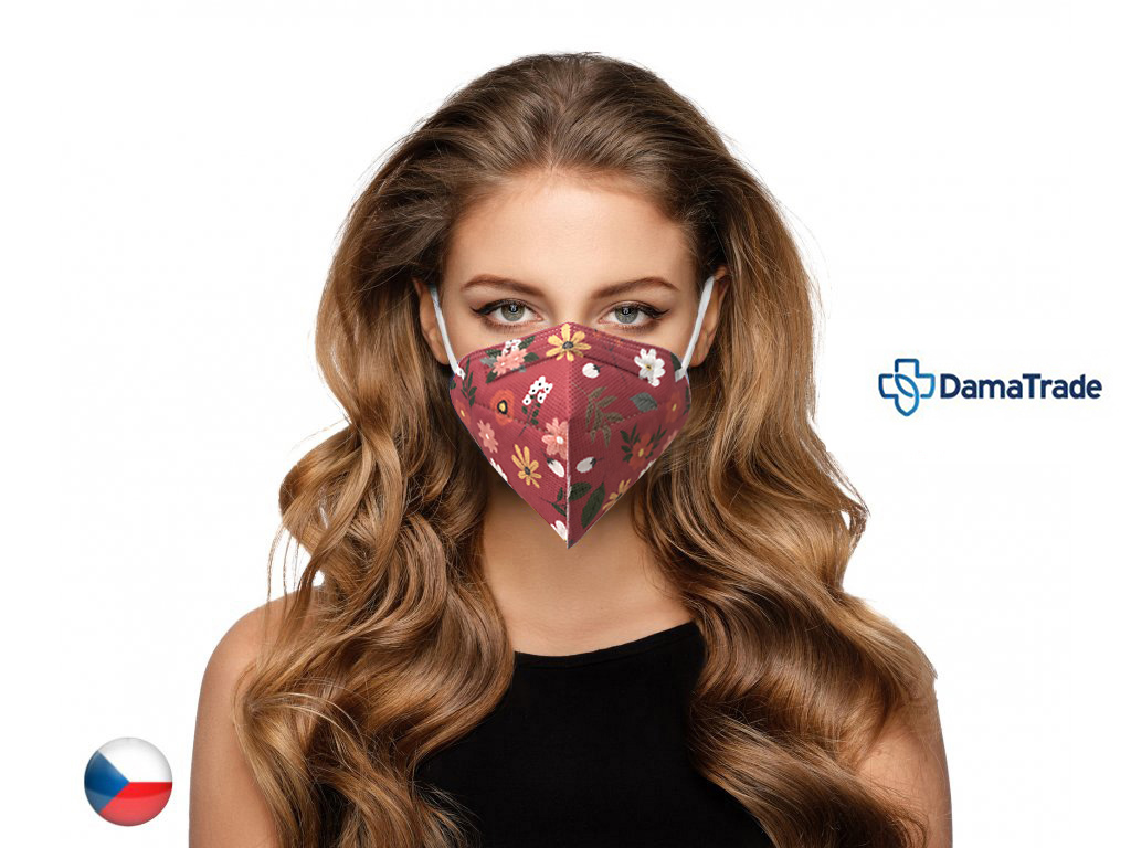 DAMA TRADE s.r.o. 10x Český respirátor FFP2 - Zahrada červená