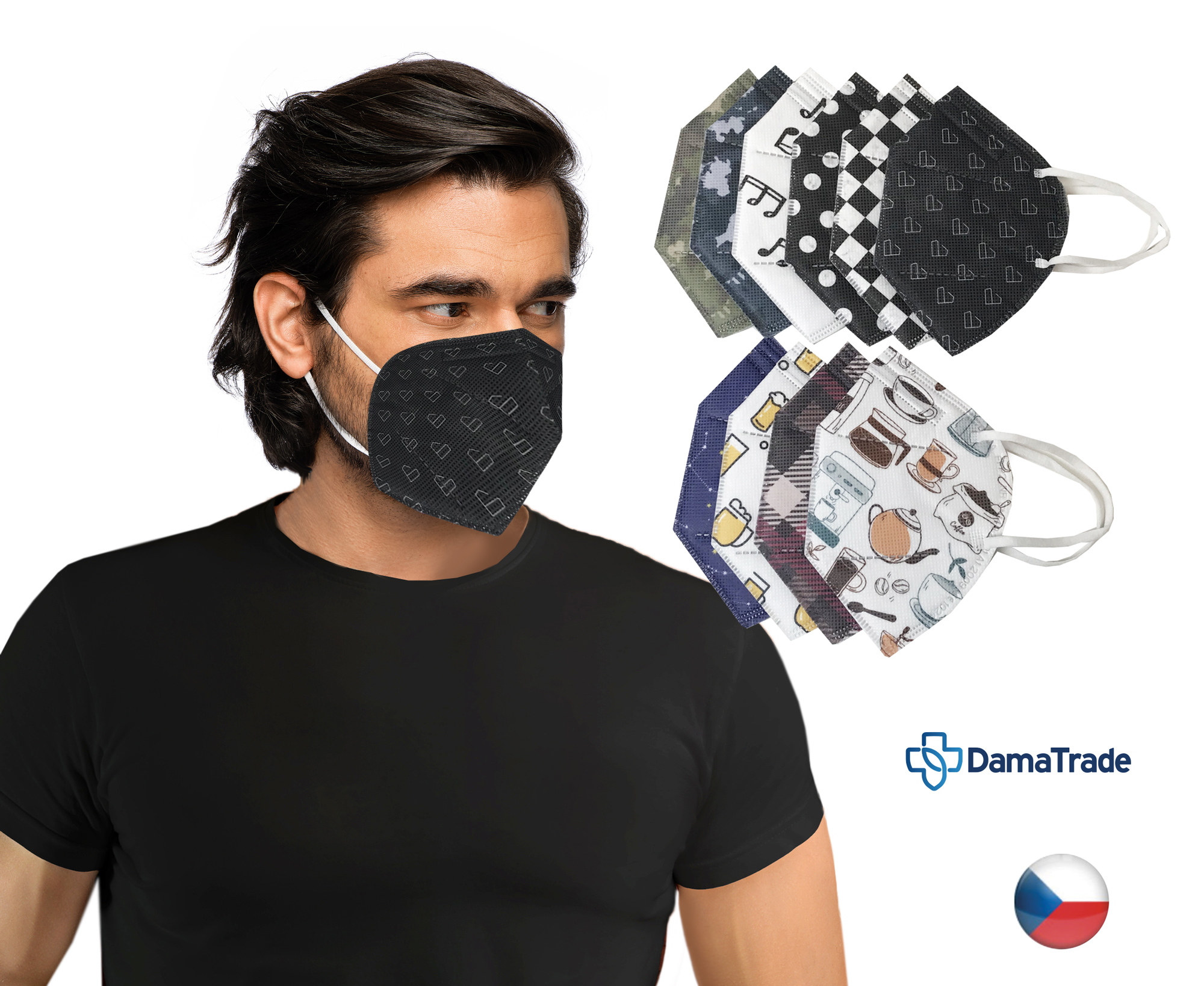 DAMA TRADE s.r.o. 10x Český respirátor FFP2 - PÁNSKÝ MIX
