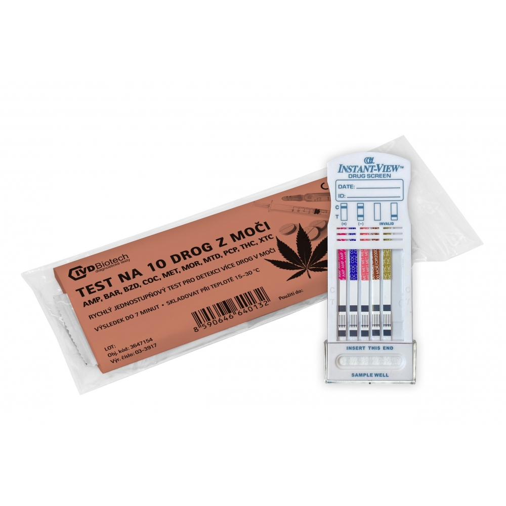 IVD Biotech 1x MultiTest na 10 drog z moči (AMP, BZO, COC,PCP,THC,MTD, MET, MDMA, MOP, OPI)