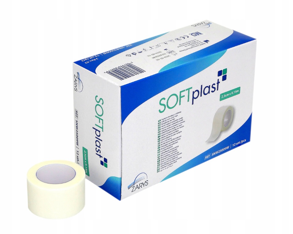 ZARYS International Group SOFTplast, papírová náplast na cívce, bílá, hypoalergenní, nesterilní, balení Varianta: 2,5cm x 9,14m