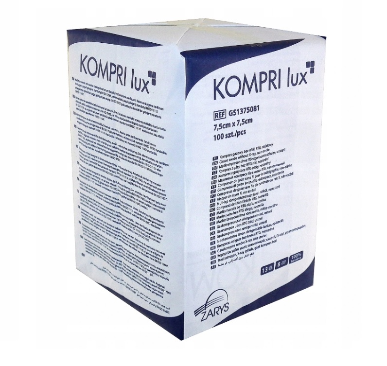 ZARYS International Group KOMPRI lux - Komprese gázová, 17N, 8W, 7,5cmx7,5cm, nesterilní (100ks)